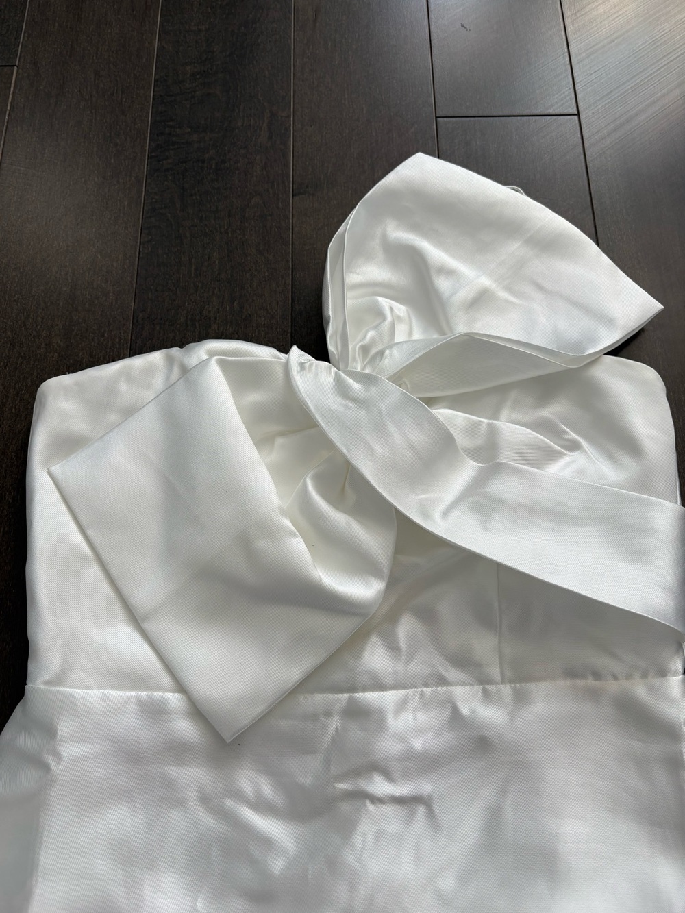 Lulus Utterly Pretty White Bow One-Shoulder Mini Dress with Pockets Bridal - Picture 7 of 11